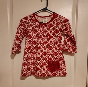Mallory May girls size 7 top in red and white embellished with ruffled heart
